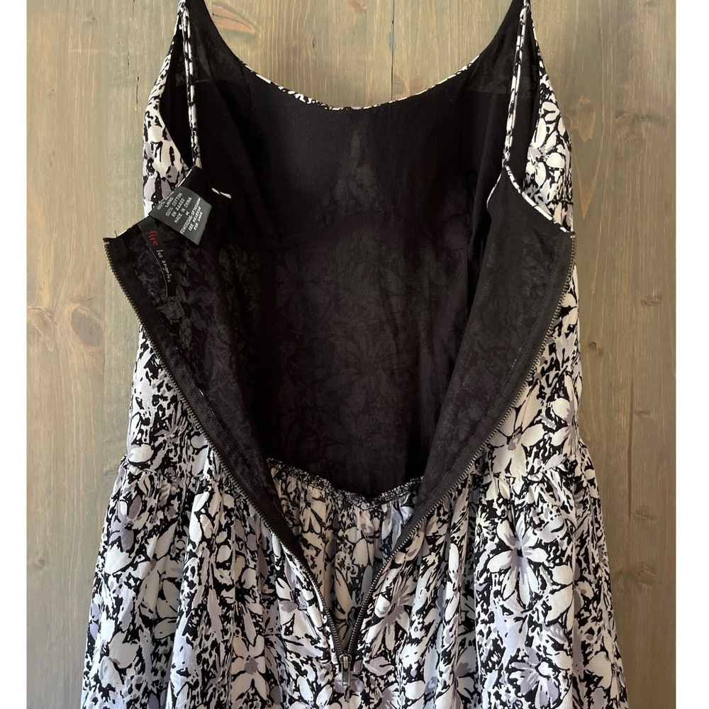 Fire Los Angeles Floral Tiered Dress Adjustable Straps Size M Y2K Skater - Picture 8 of 10